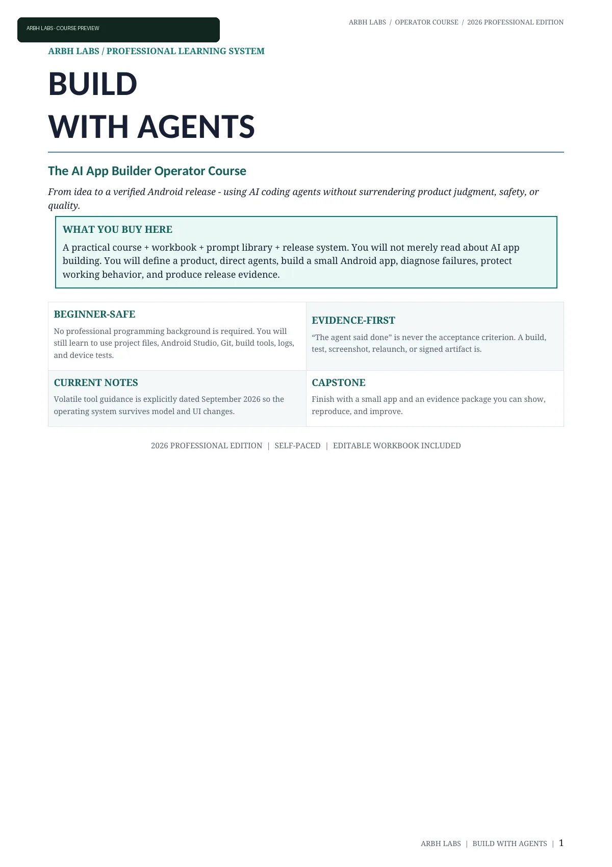 Cover of BUILD WITH AGENTS, the AI App Builder Operator Course